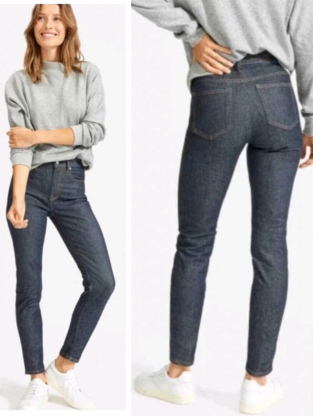 Everlane High Rise Straight Jeans Dark Indigo Women's 26 Classic Effortless